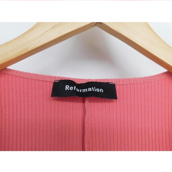 Reformation Tulip Ribbed Wrap Mini Dress In Dusty Rose Pink Size XS - Picture 3 of 10